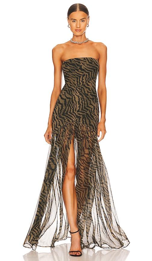 retrofete nicole dress in brown.