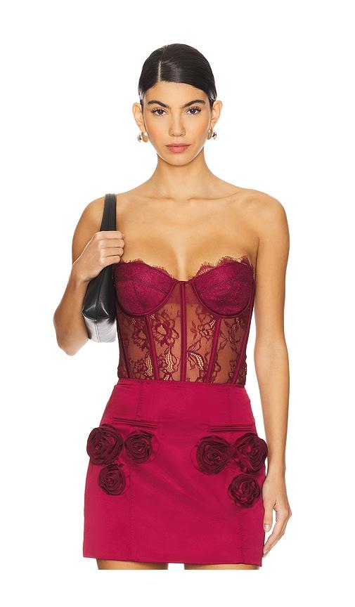 retrofete otto bodysuit in burgundy.