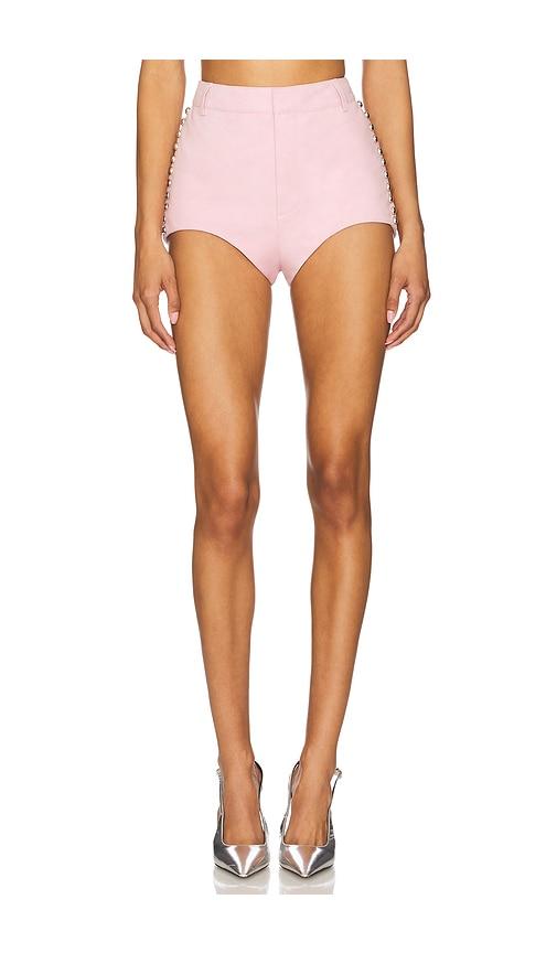 retrofete sabine suede short in pink.