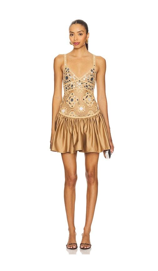 retrofete thelma crochet dress in beige.