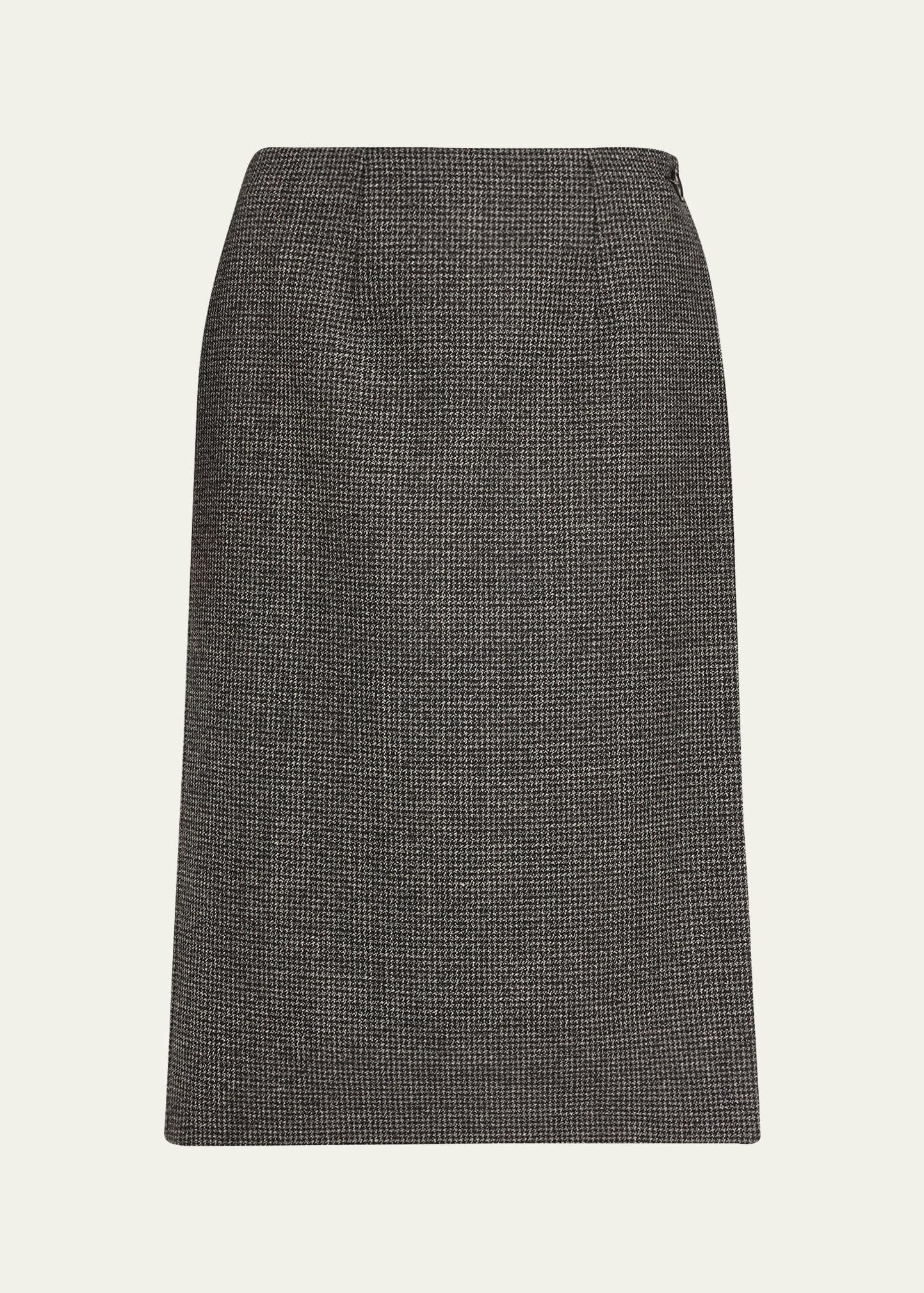 reversible midi wool suit skirt