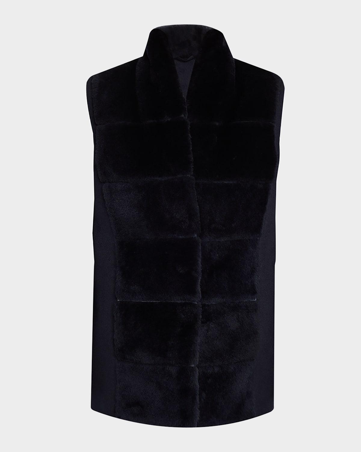 reversible shearling lamb vest with cashmere-blend back