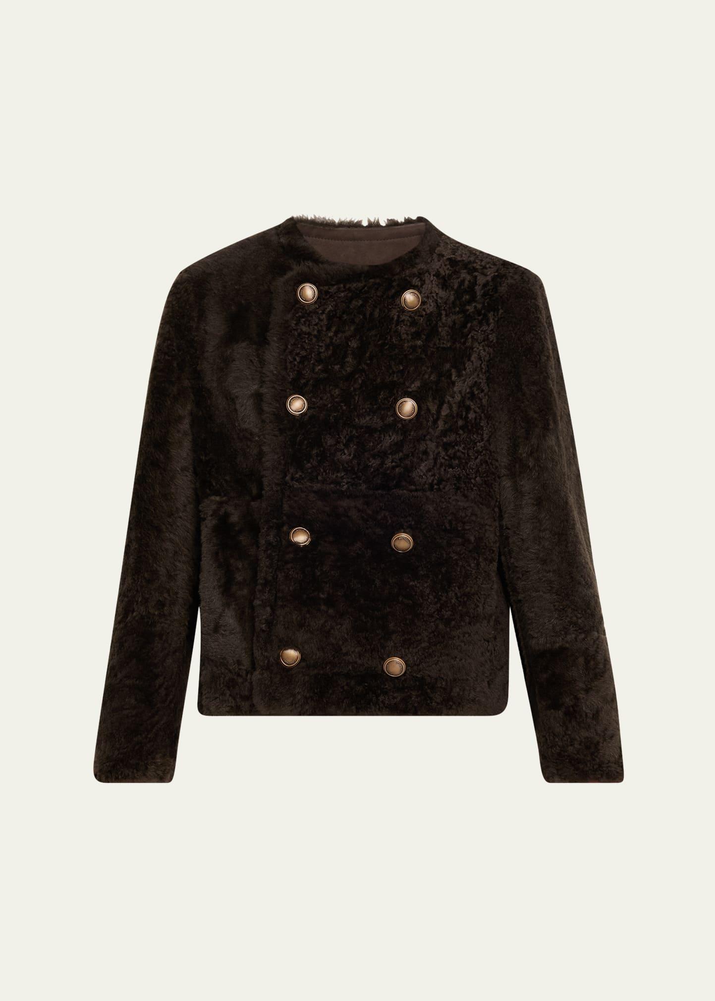 reversible sheep shearling double-breasted jacket