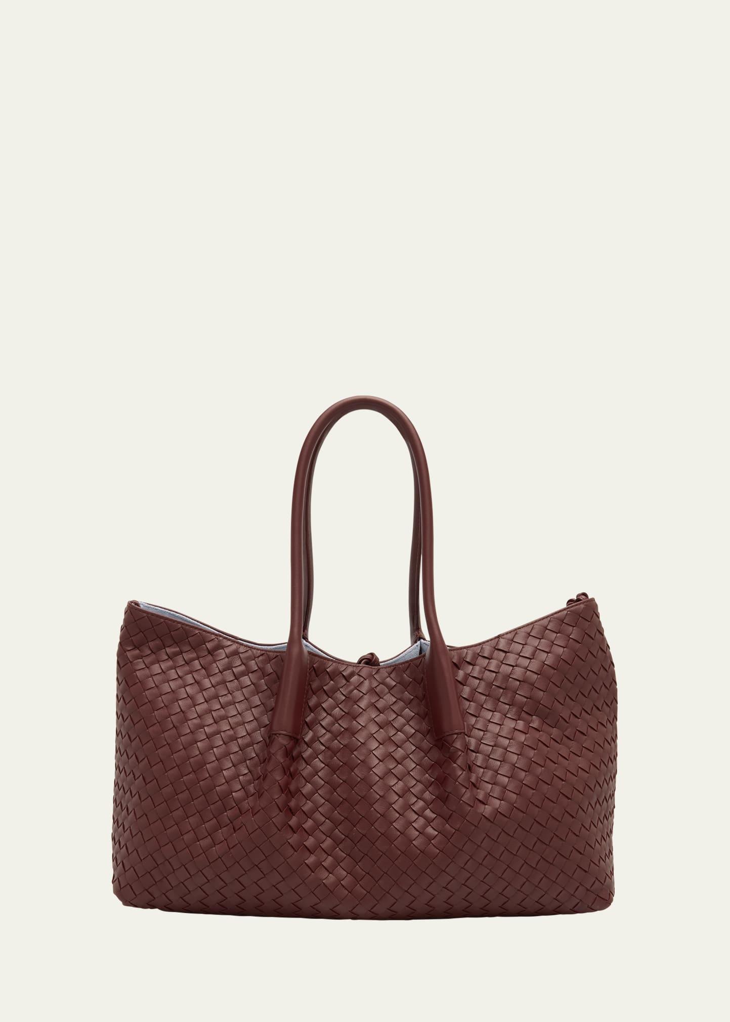 reversible suede & leather tote bag