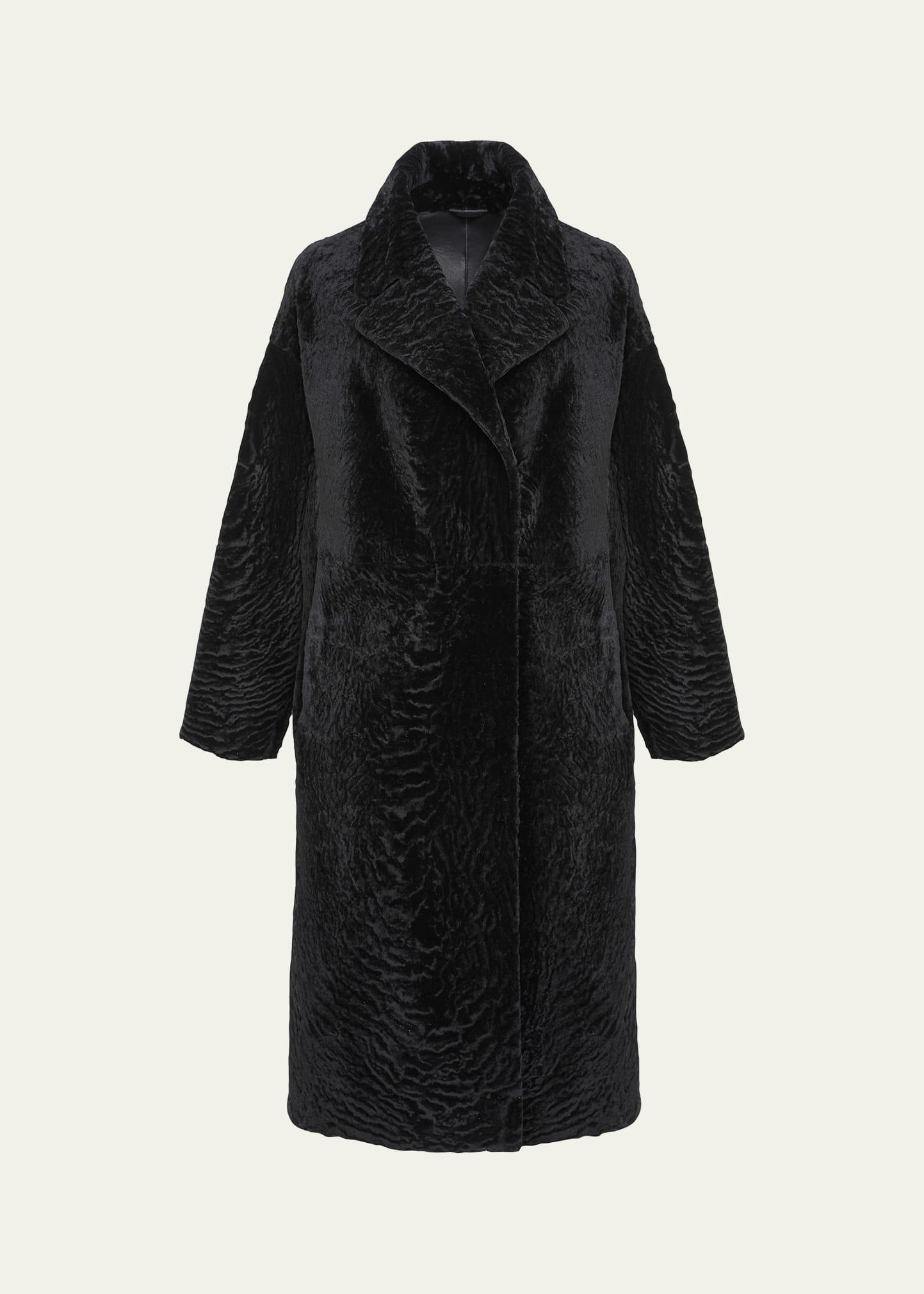 reversible textured shearling lamb coat