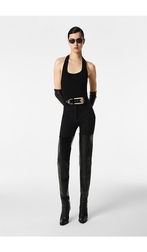 revolve los angeles grande buckle belt in black.