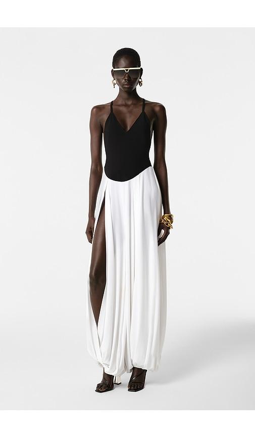 revolve los angeles mika jumpsuit in black & white.