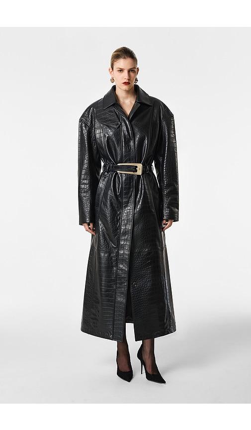 revolve los angeles nikita leather coat in black.