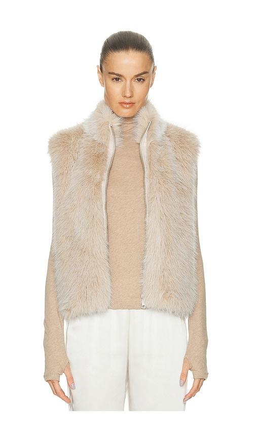 revolve x jj revolve x jj faux fox fur vest in beige.
