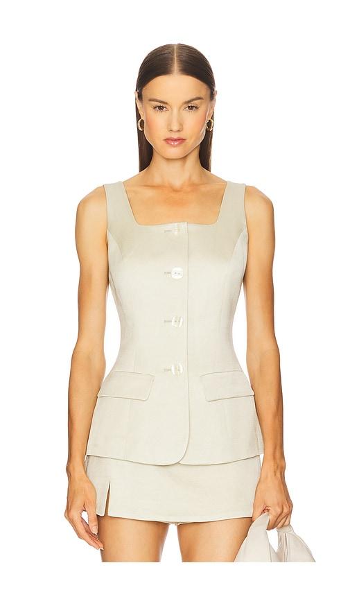 revolve x jj vest top in green.