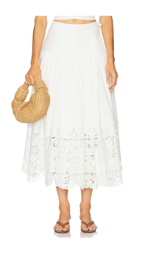 revolve x jj wrap skirt in white.