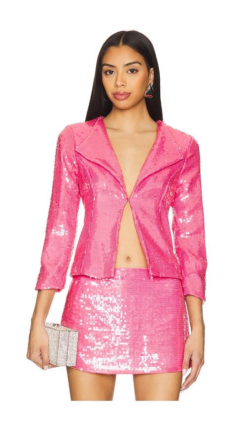 rezek studio sequin top in pink.
