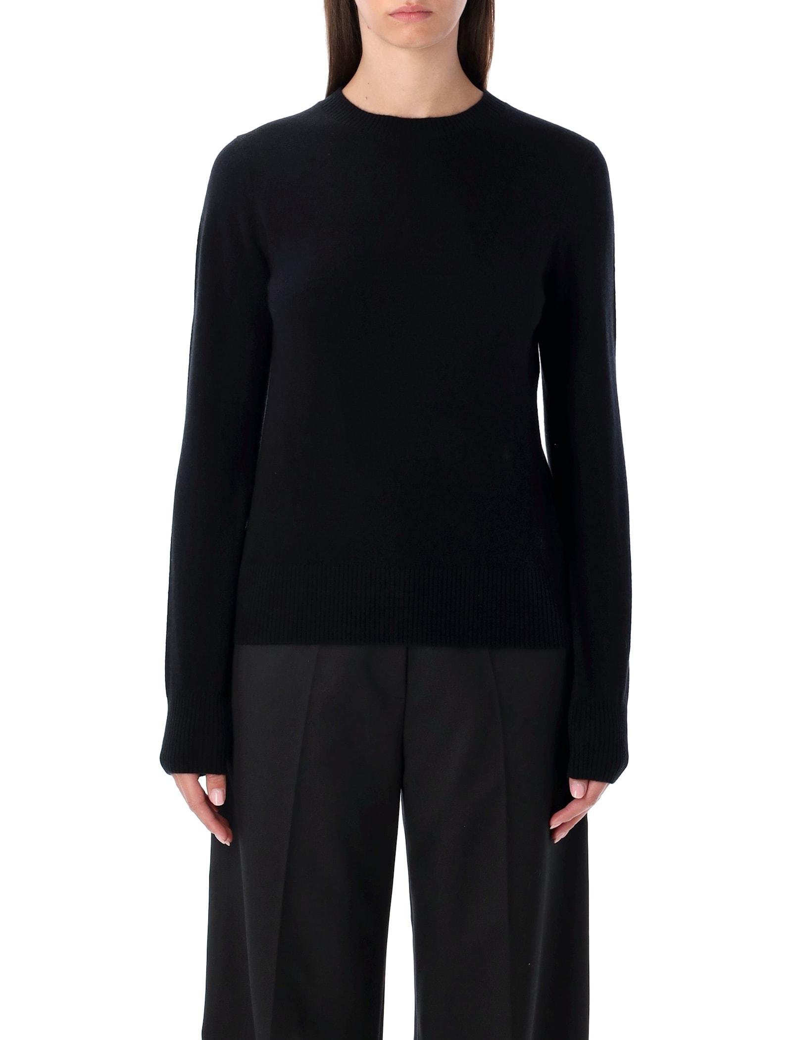 rhea costa rhea black wool cashmere crewneck sweater