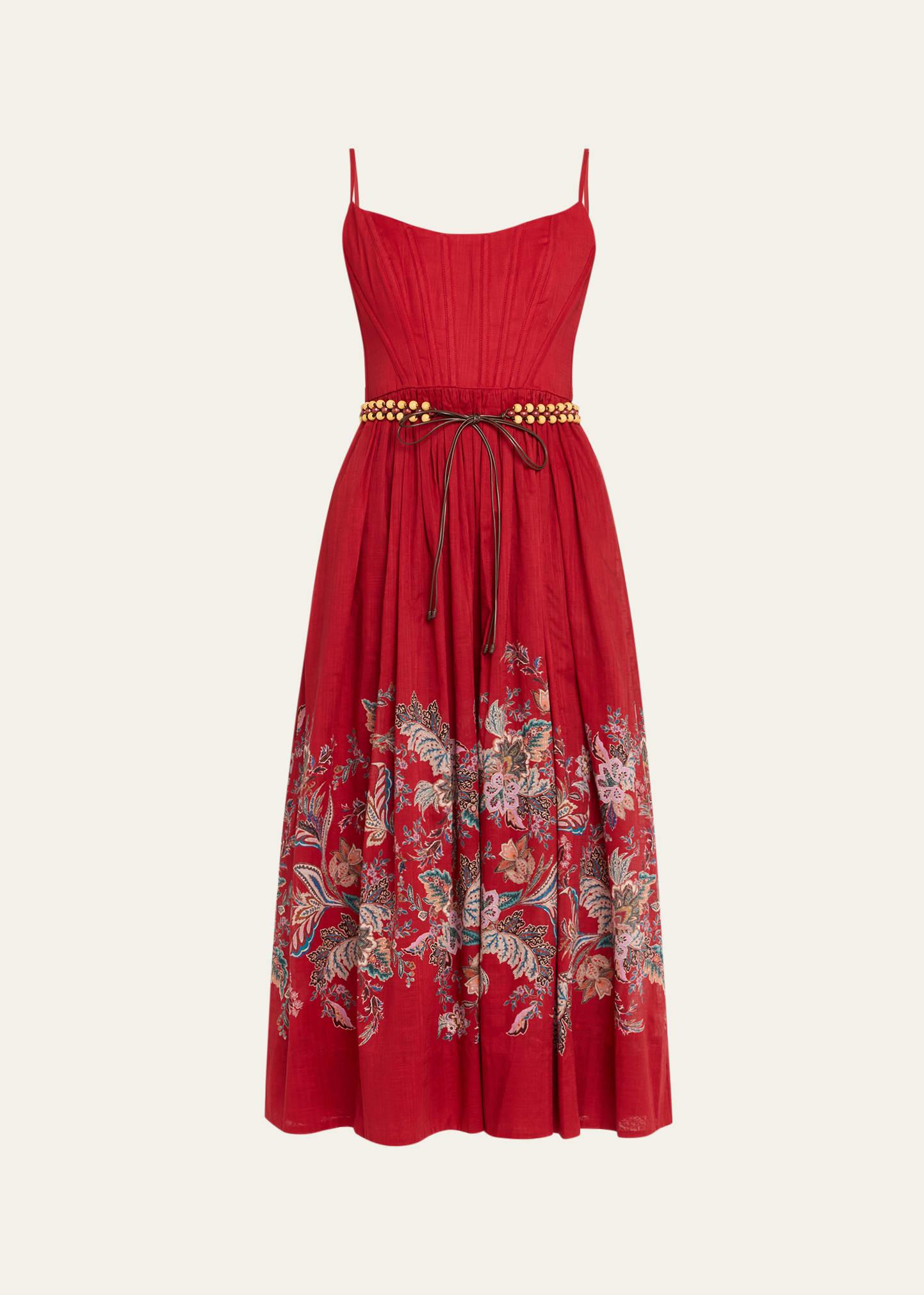 rhiannon belted corset midi dress