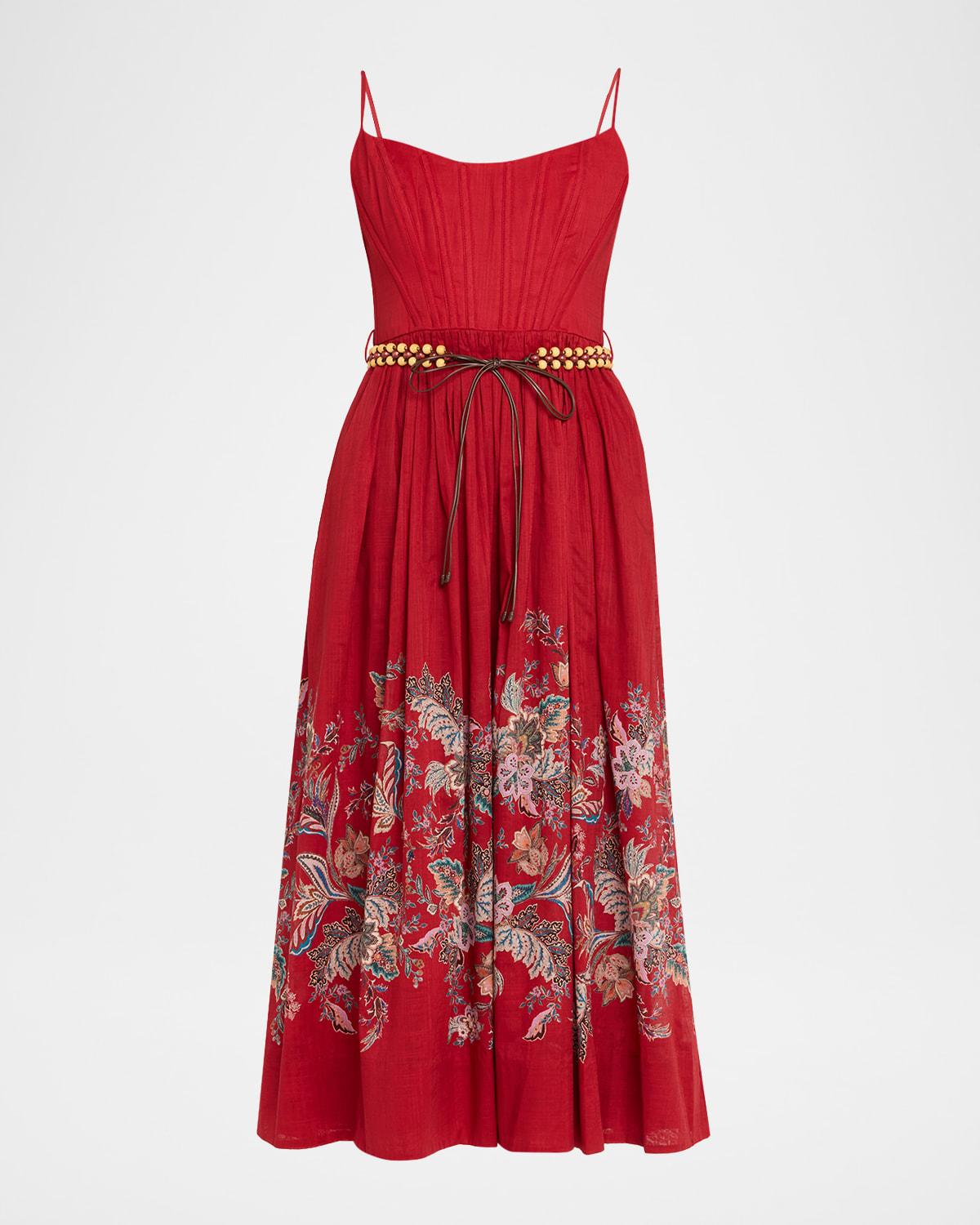 rhiannon belted corset midi dress