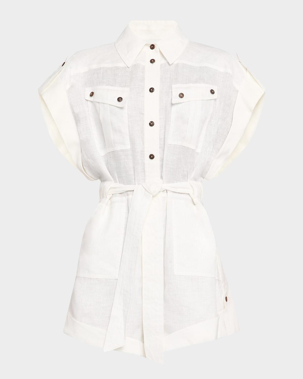rhiannon cuffed linen romper