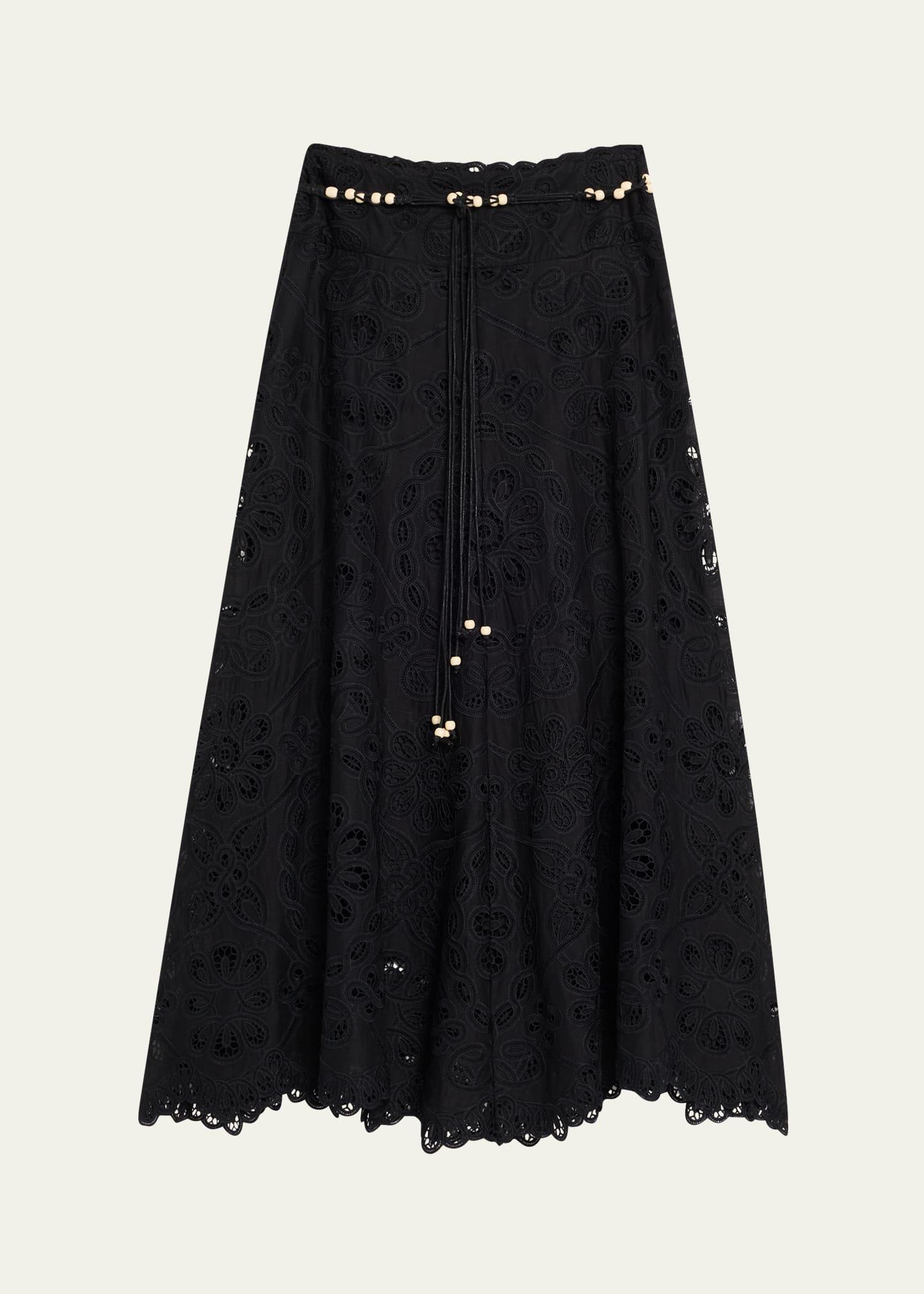 rhiannon embroidered belted skirt