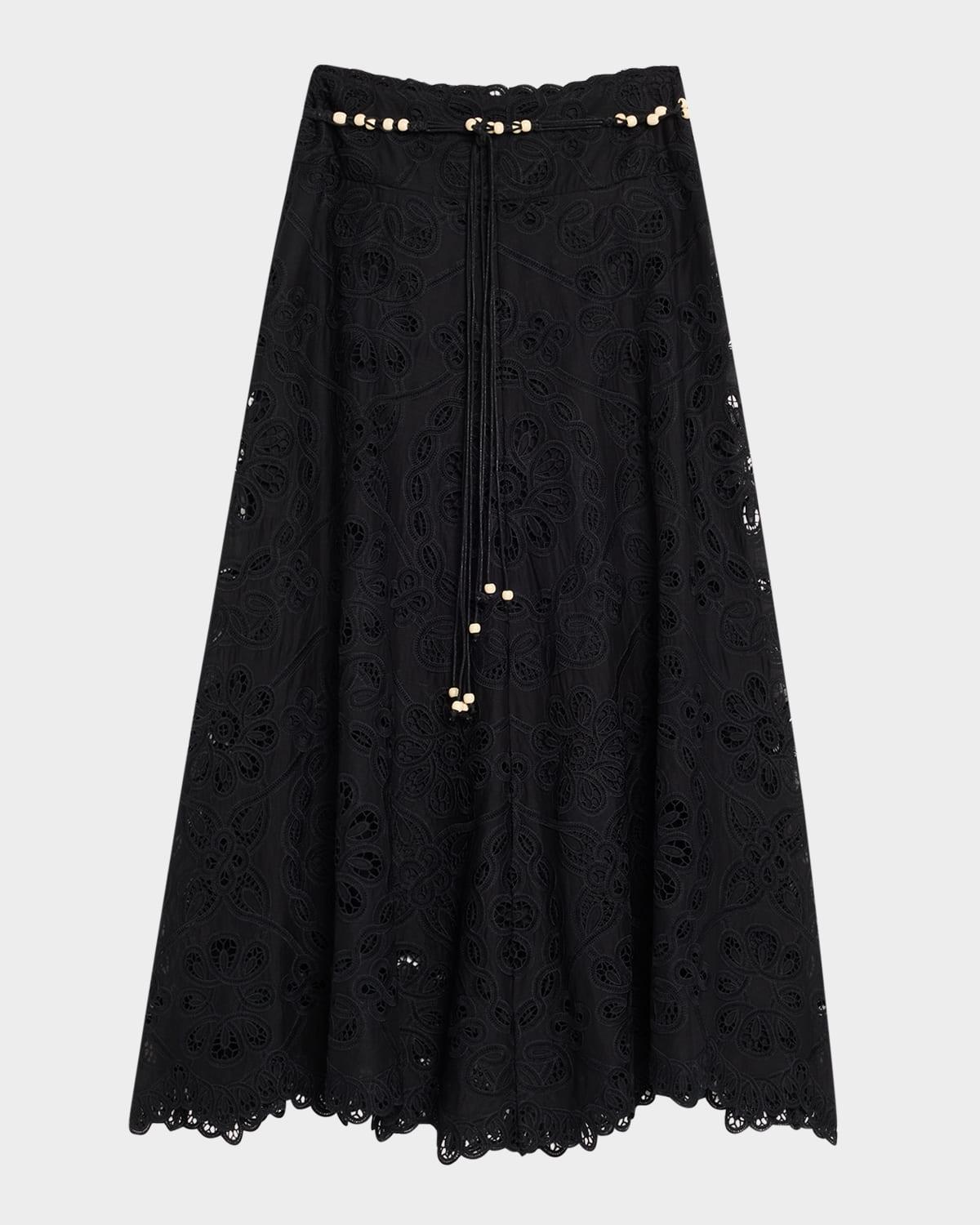 rhiannon embroidered belted skirt