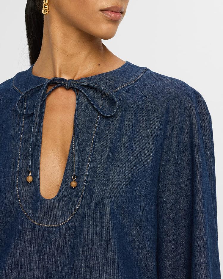 rhiannon fringe denim mini dress