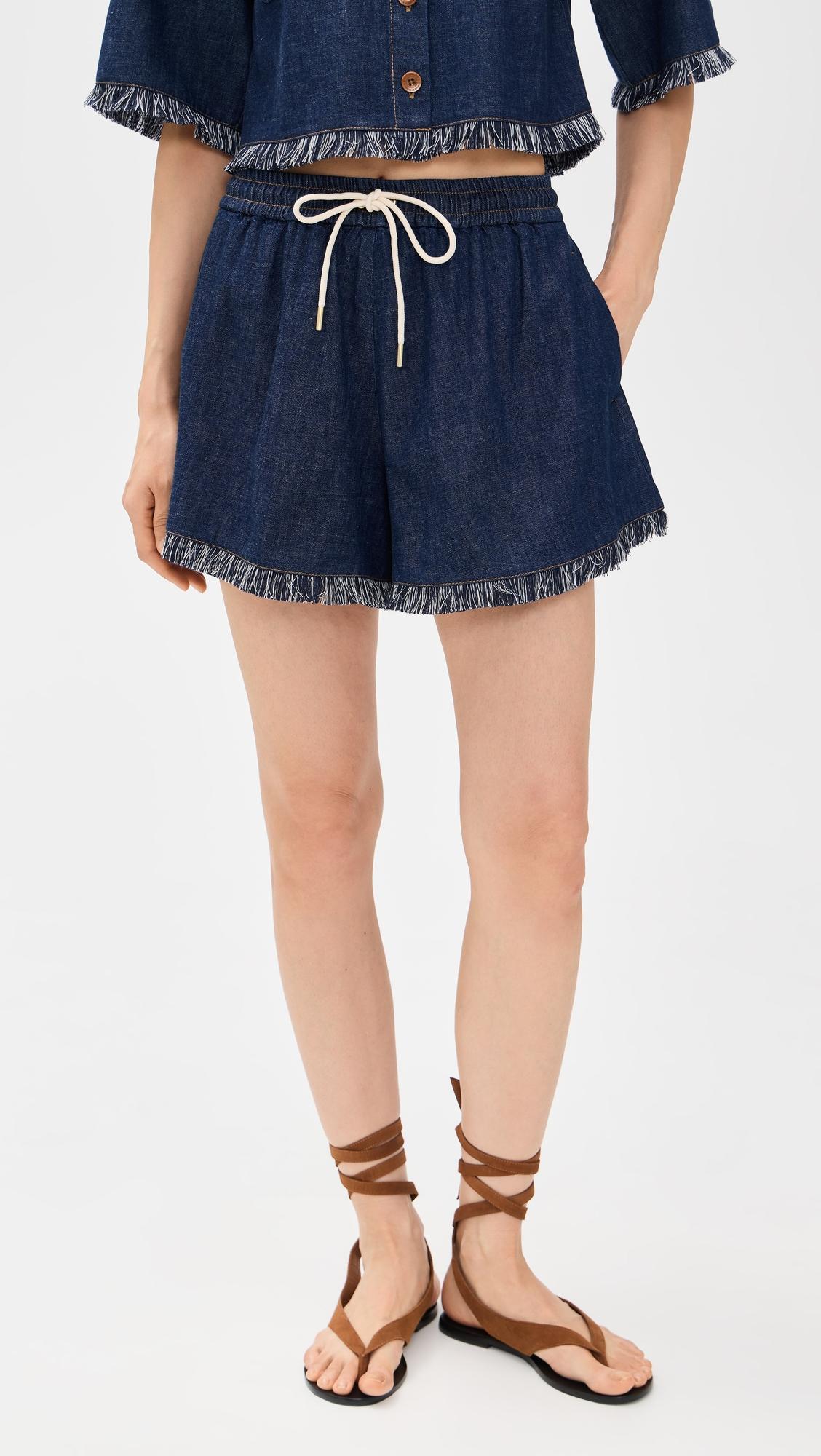 rhiannon fringe denim shorts