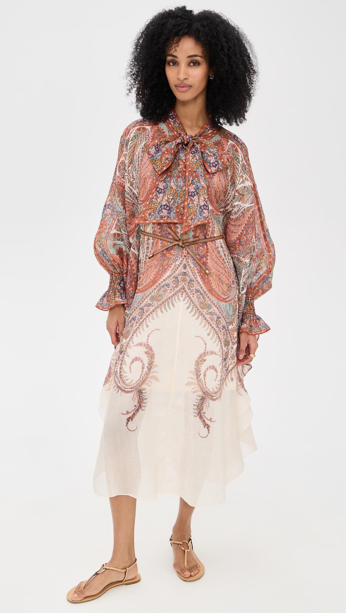 rhiannon tie neck midi dress