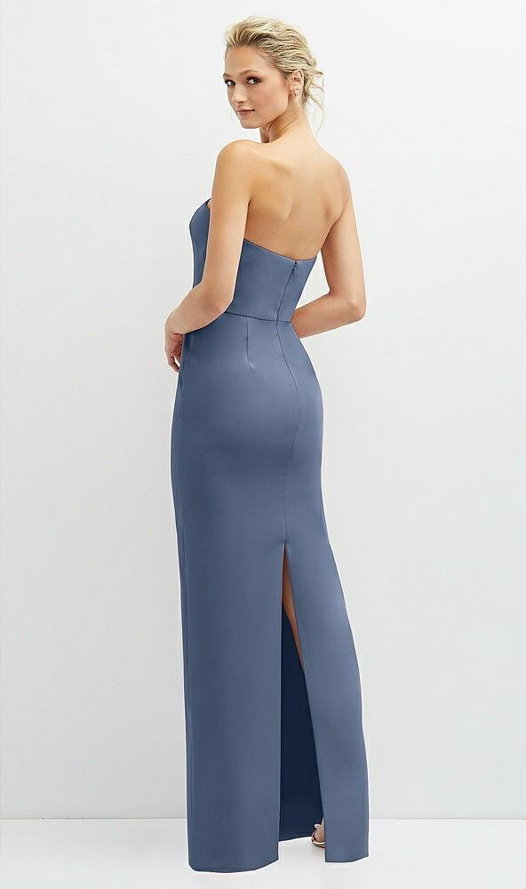 rhinestone bow trimmed peek-a-boo deep-v maxi dress with pencil skirt