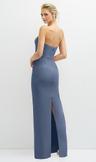 rhinestone bow trimmed peek-a-boo deep-v maxi dress with pencil skirt