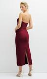 rhinestone bow trimmed peek-a-boo deep-v midi dress with pencil skirt