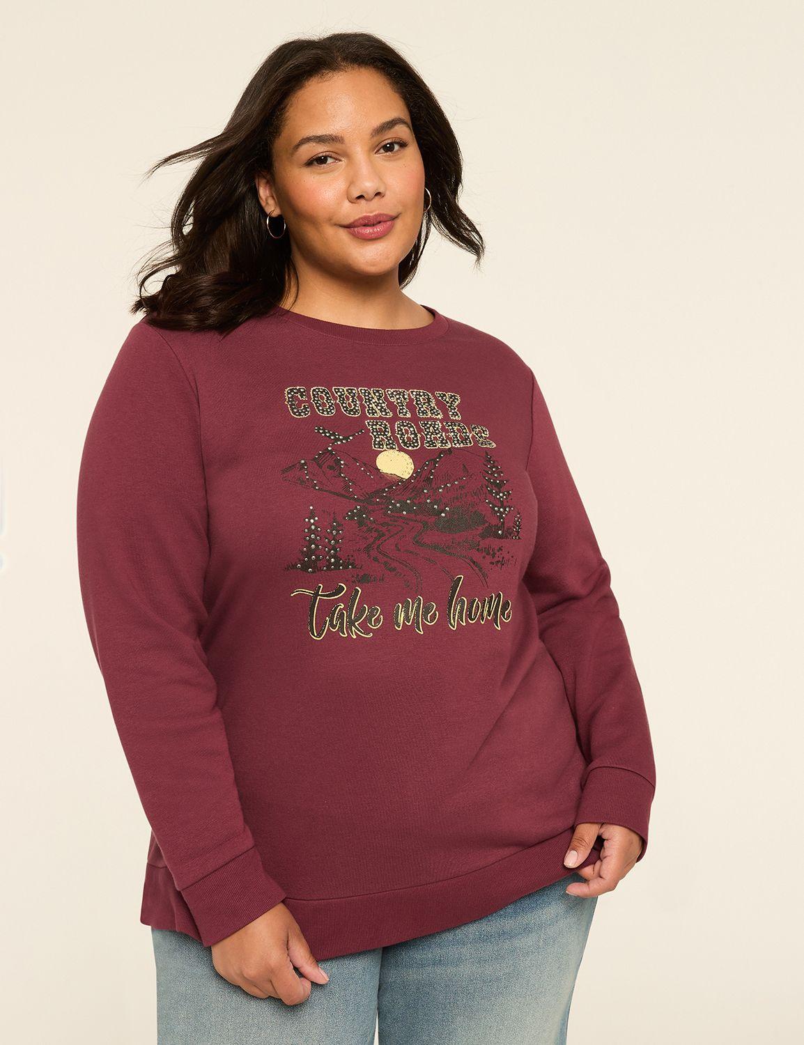 rhinestone country roads graphic sweatshirt