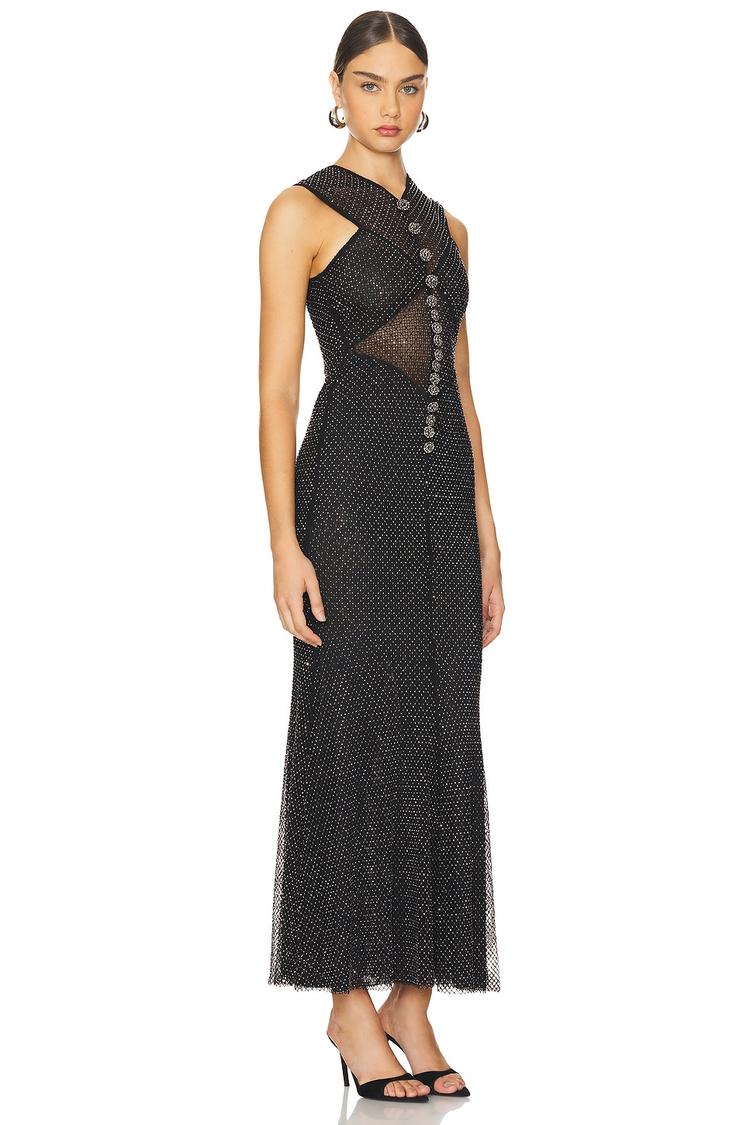 rhinestone crossover midi dress