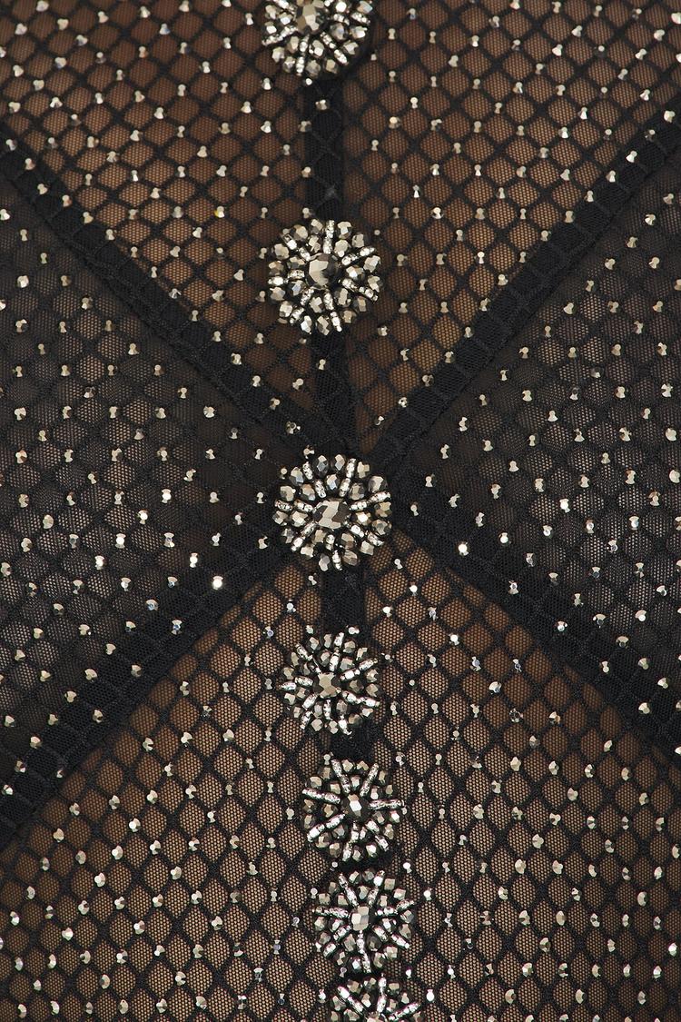 rhinestone crossover midi dress