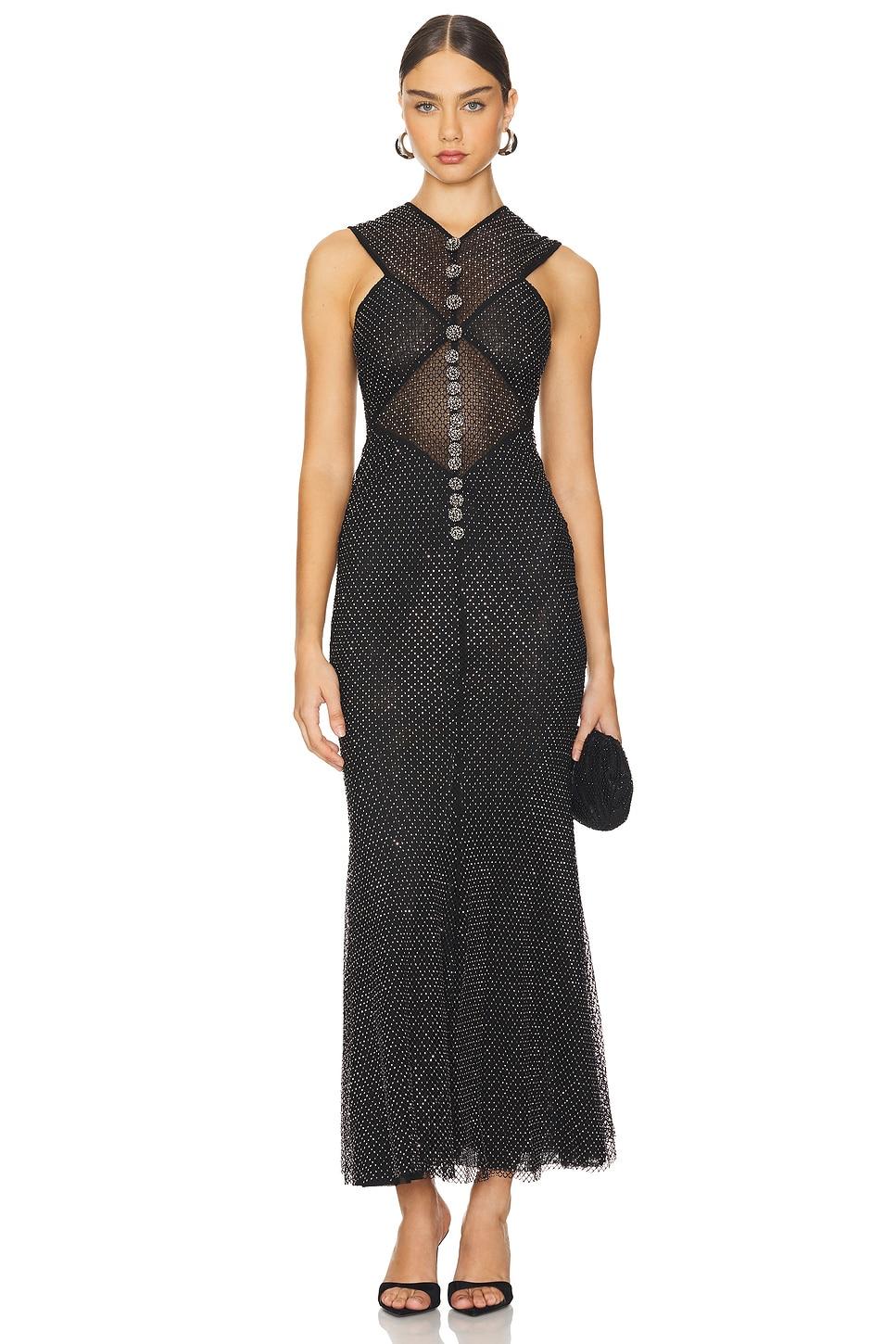 rhinestone crossover midi dress