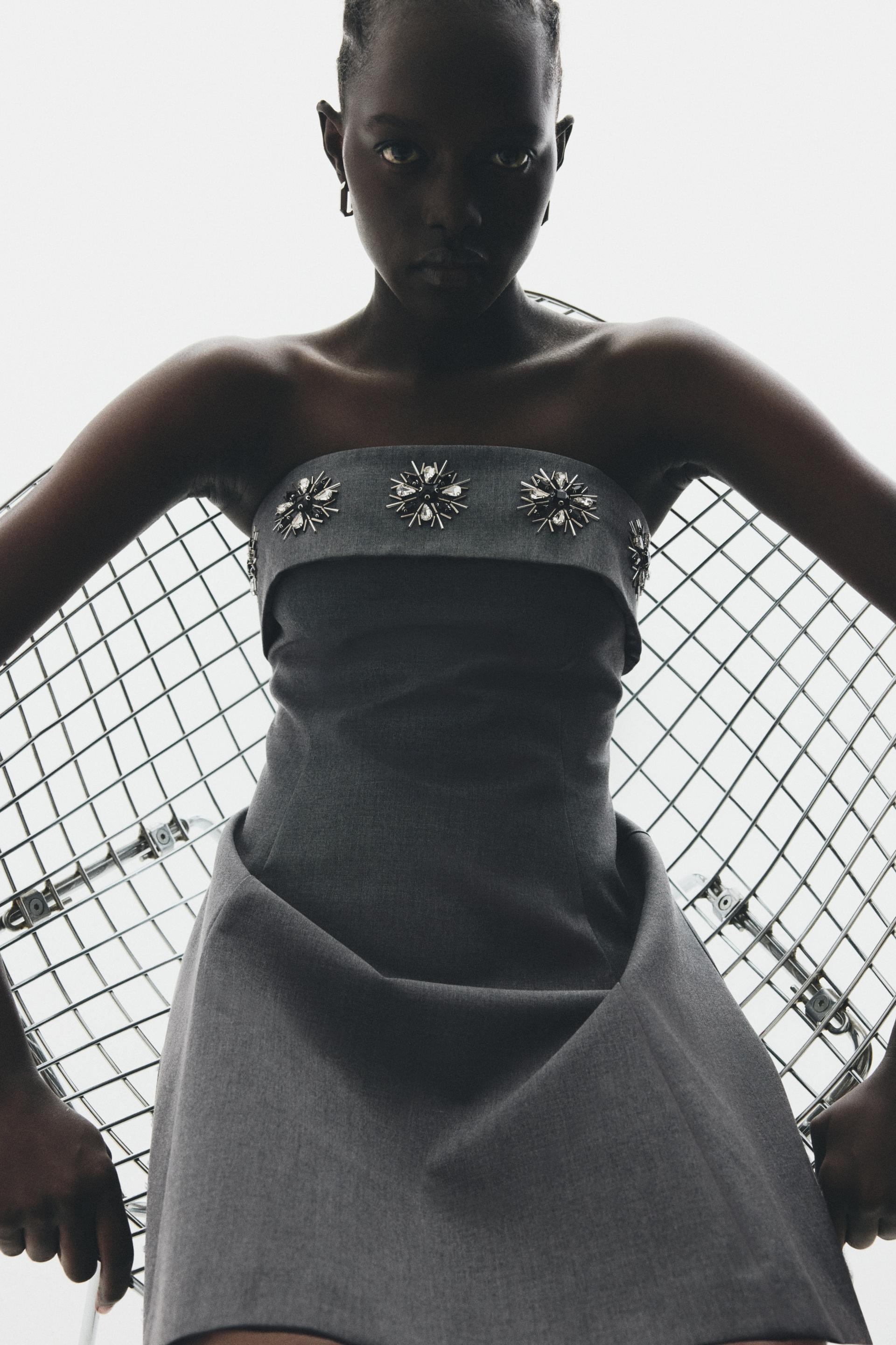 rhinestone-embellished bandeau dress