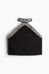 rhinestone-embellished halterneck top