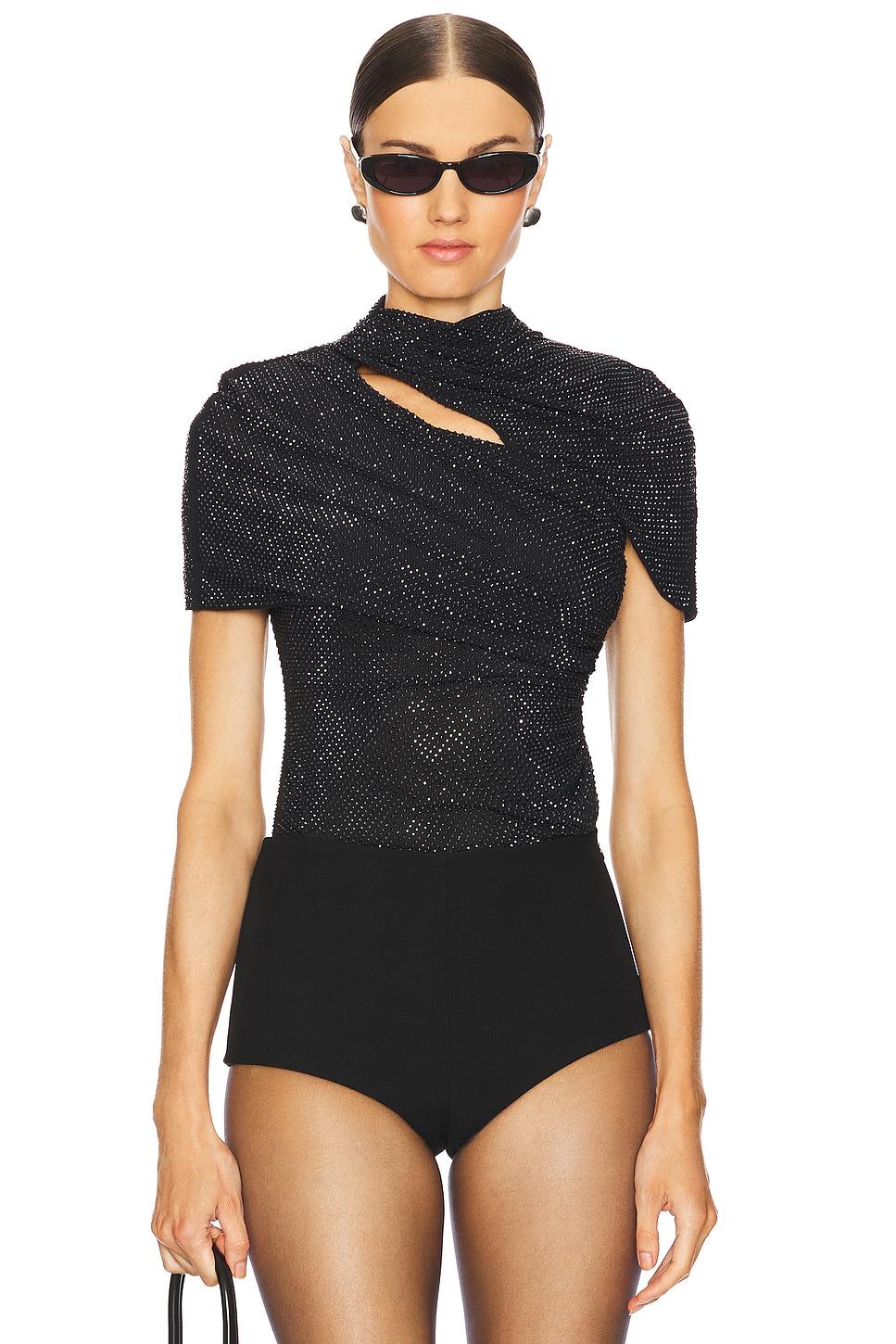 rhinestone mesh cut out top