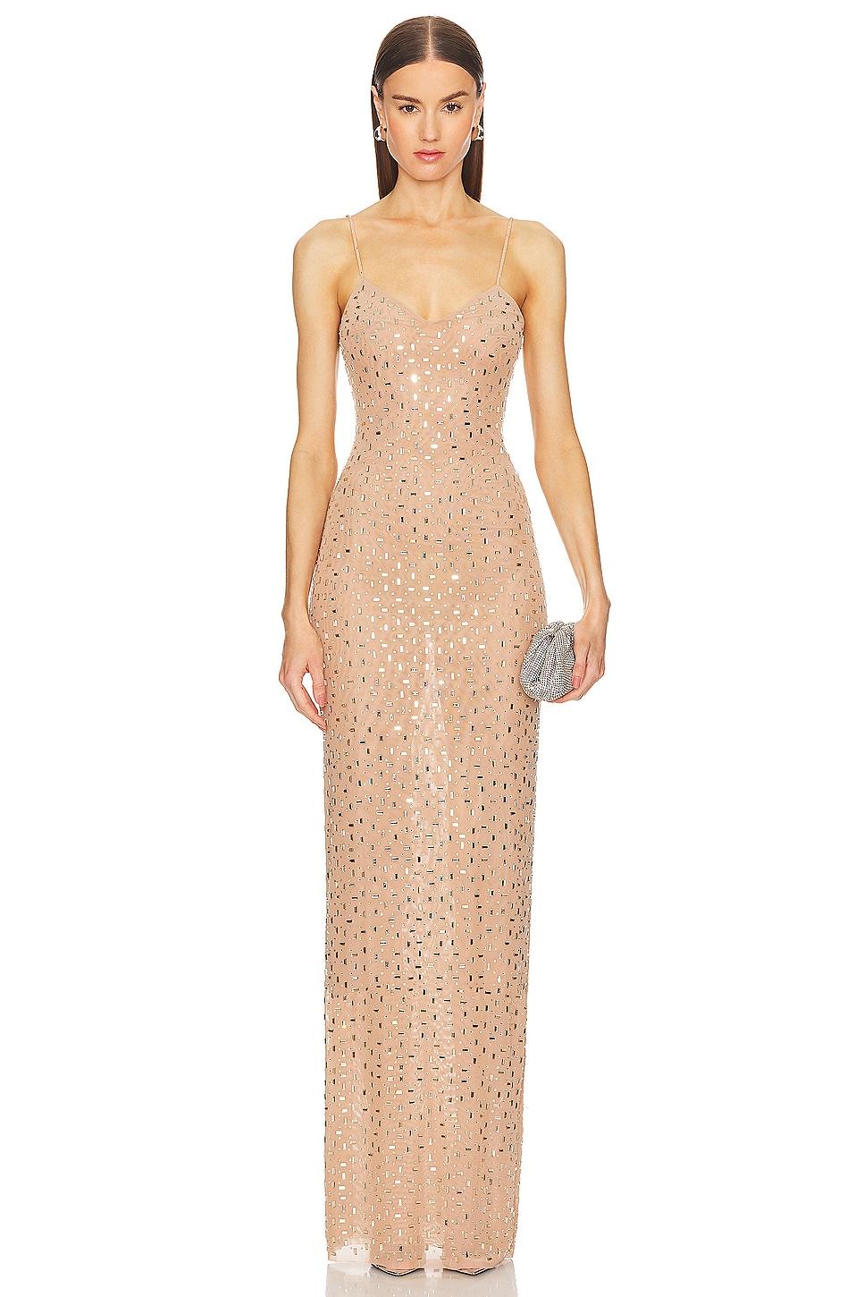 rhinestone mesh maxi dress