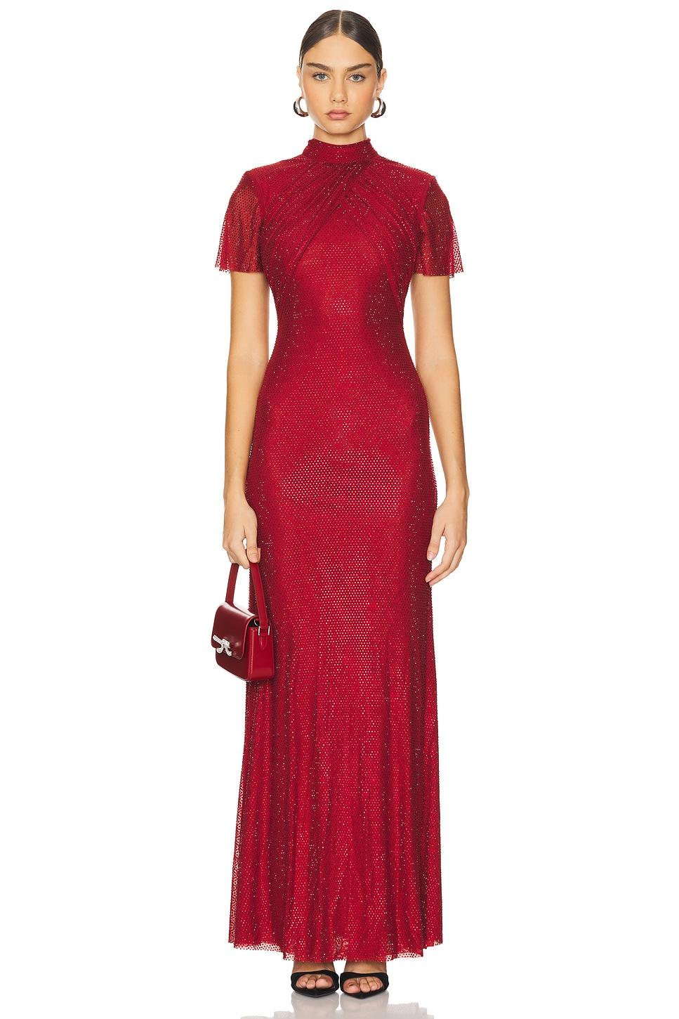 rhinestone mesh maxi dress