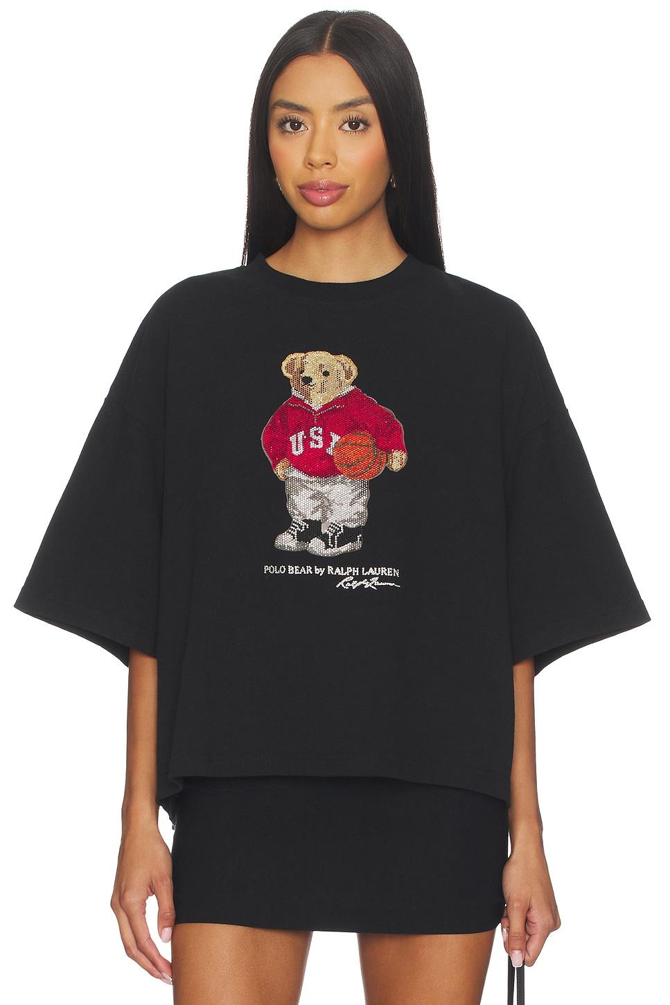 rhinestone polo bear cotton jersey tee