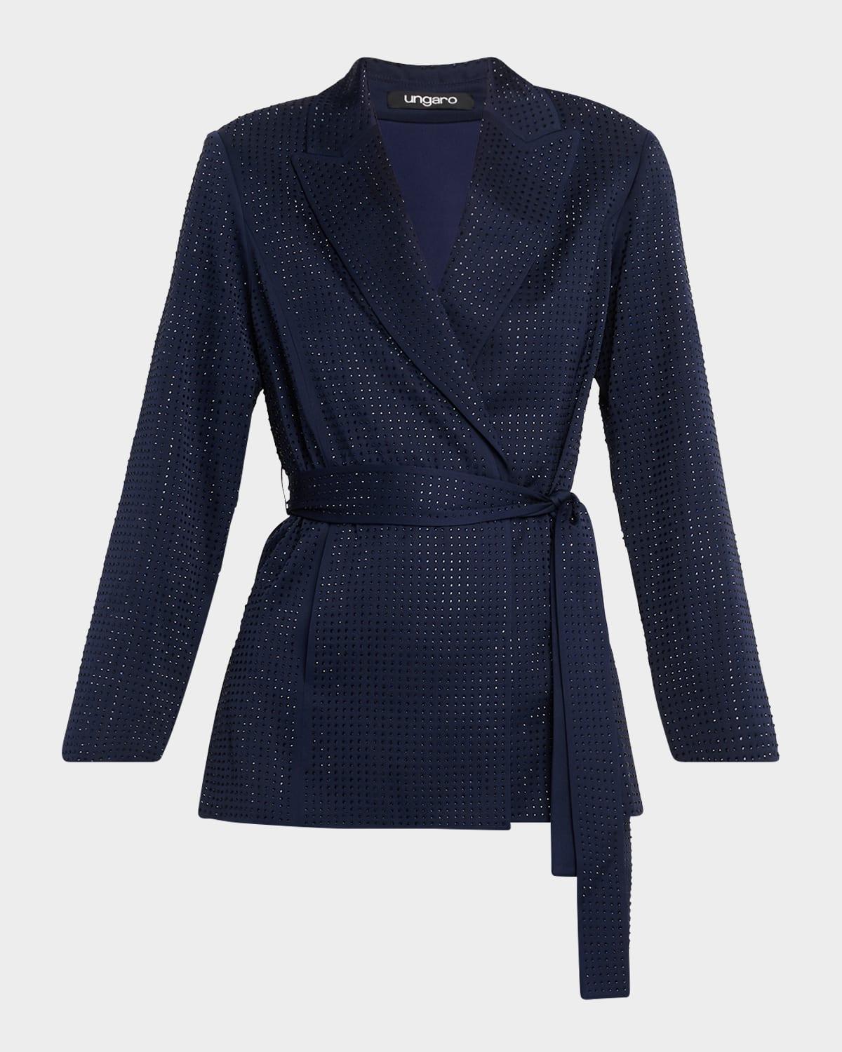 rhinestone wrap-front jacket