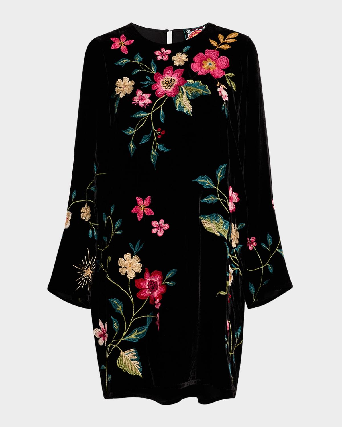 rhoda floral-embroidered shift dress