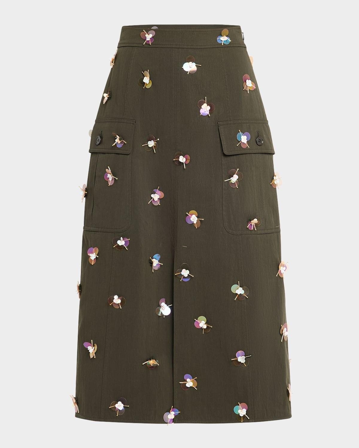 rhodes sequined midi skirt