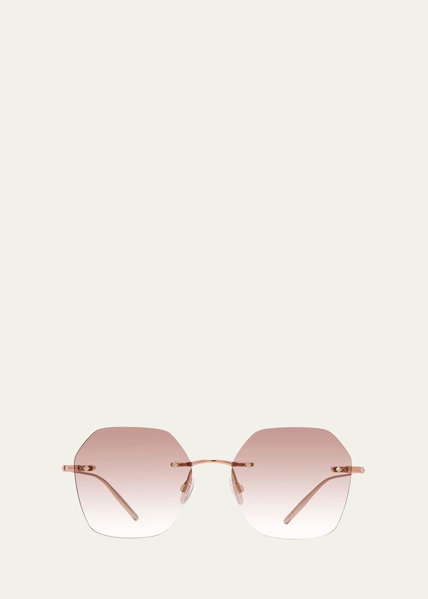 rhona rimless rose gold titanium square sunglasses