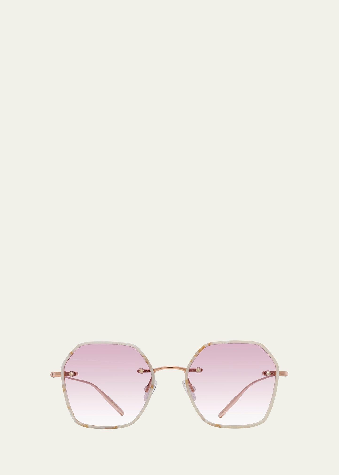 rhonda rose gold titanium & acetate square sunglasses