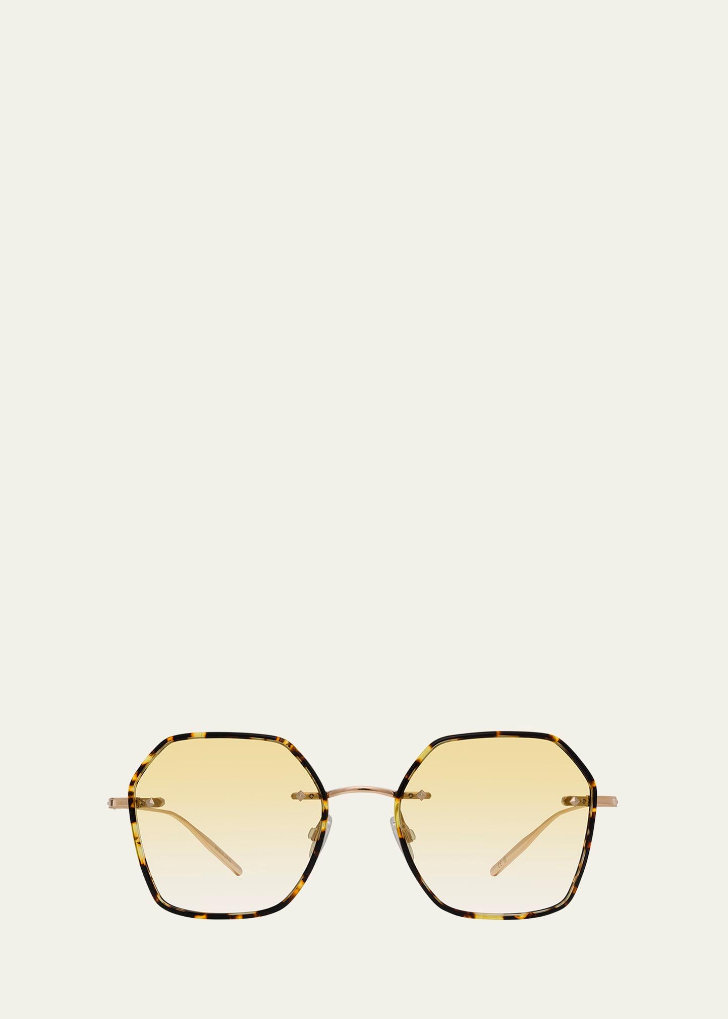 rhonda tortoise titanium & acetate square sunglasses