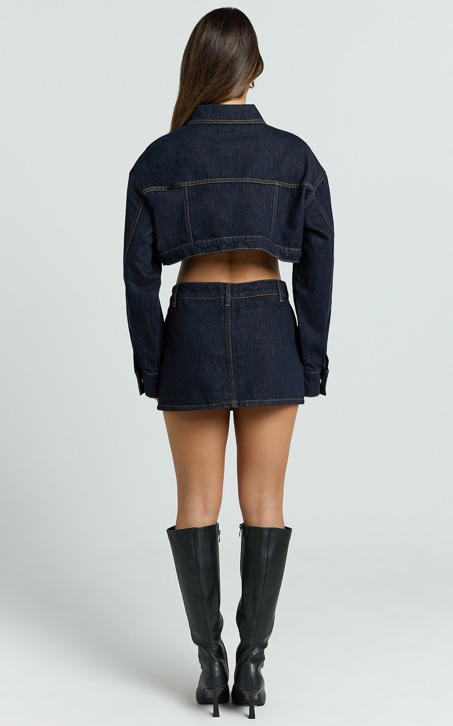 rhylee jacket - oversized cropped denim jacket in raw denim