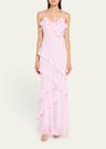 rialto asymmetric ruffle maxi dress