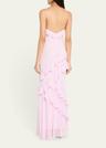 rialto asymmetric ruffle maxi dress