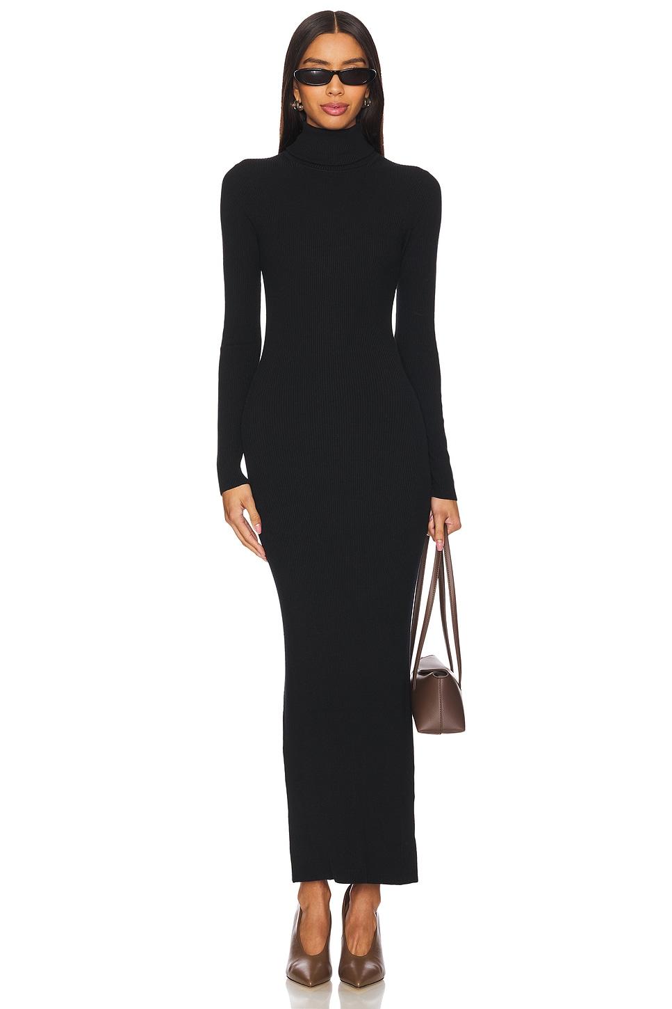 rib ankle turtleneck dress