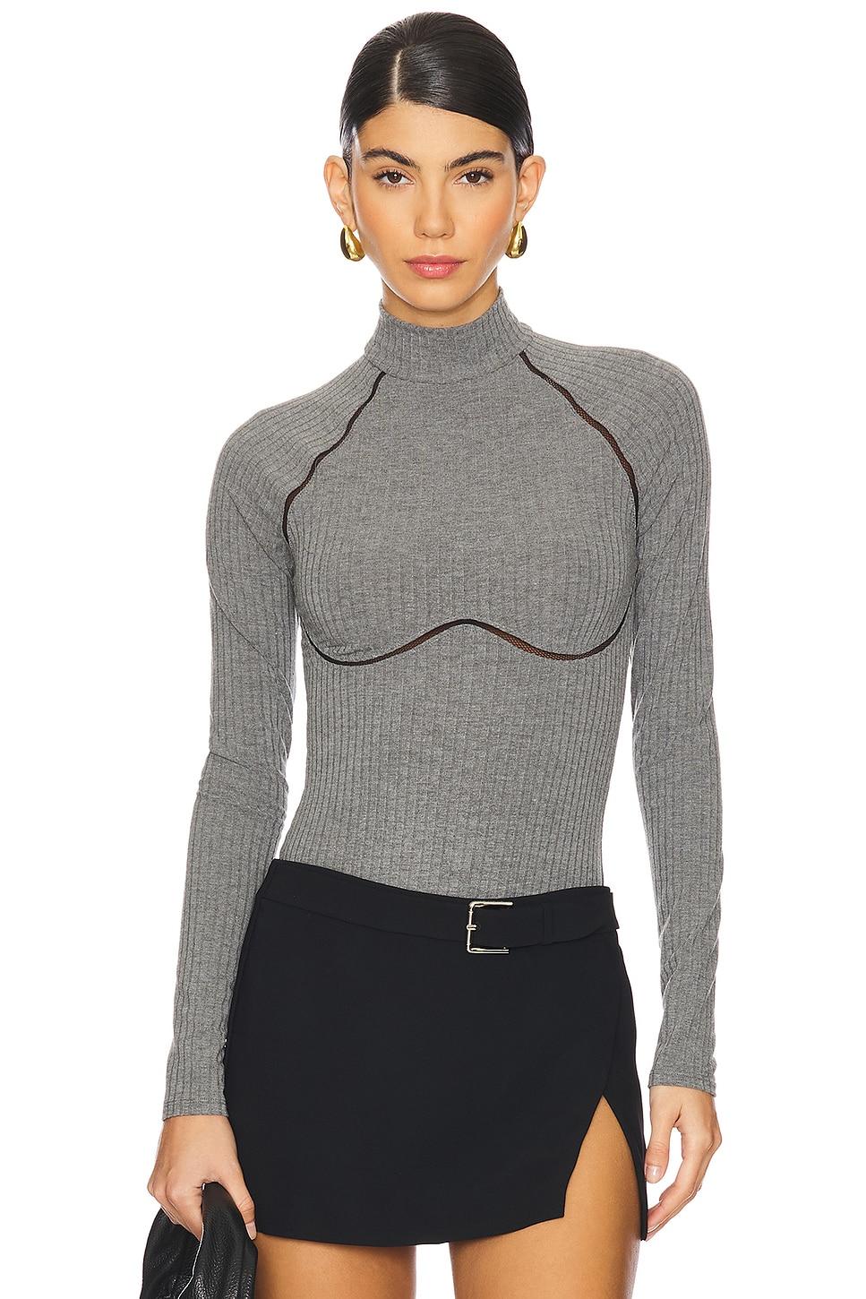 rib bodysuit with lace trim