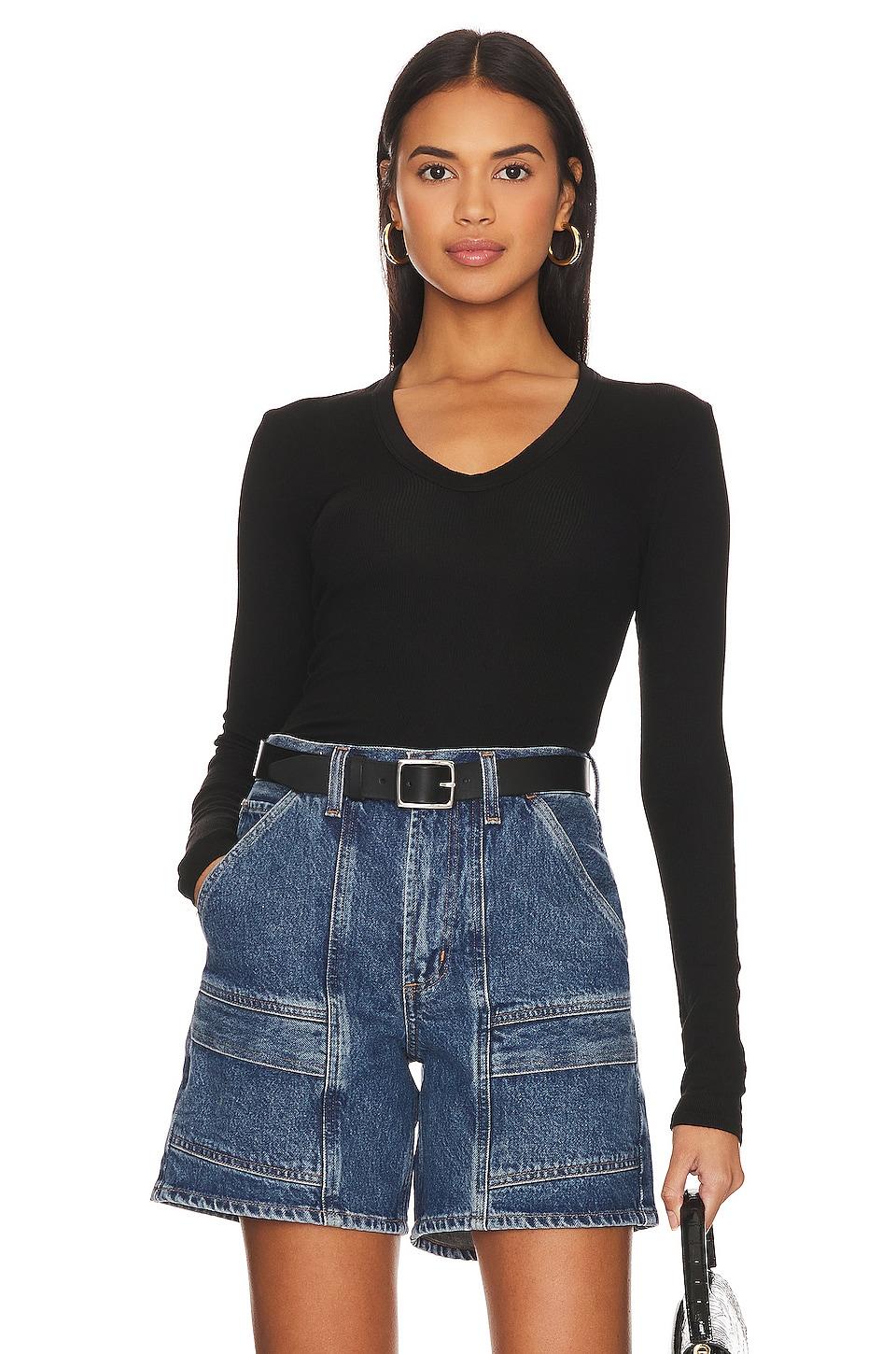 rib bold long sleeve u top